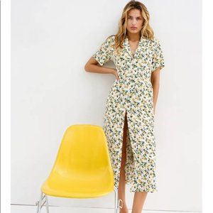Urban Outfitters Floral Mila Midi Shirt Dress with Pockets
